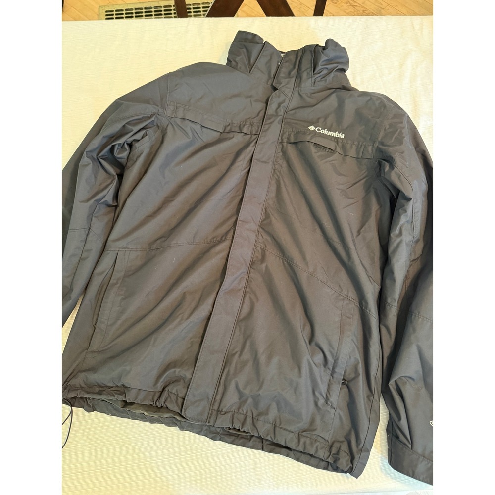 Columbia Omni-Tech Waterproof Jacket Mens Medium Black Hood